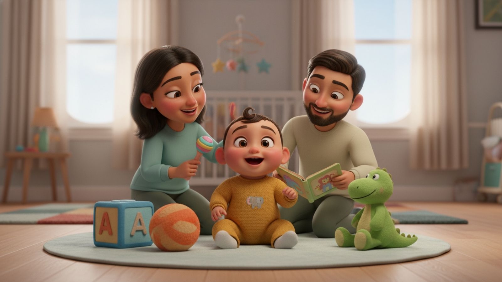 8month Baby Milestones | Betteroo Baby 8 months old with his parents, representing the 8 month baby development milestones