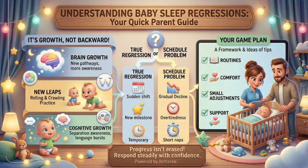 Baby sleep regressions infographic and everything you need to know