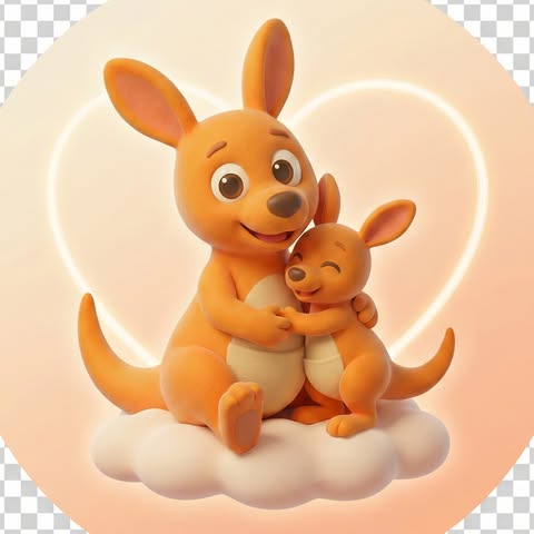Betteroo mascot hugging baby kangaroo