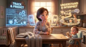 Huckleberryvsbetteroo | Betteroo Huckleberry vs Betteroo comparison — mother deciding between a tracking and prediction approach and an understanding and interpretation approach to baby sleep