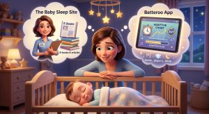 The Baby Sleep Site vs Betteroo comparison — a consultant-led baby sleep service shown beside Betteroo's adaptive personalized sleep plan app