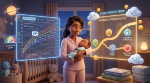 A parent measuring a baby and checking a growth tracking app, illustrating a 2026 roundup of the best baby growth tracking apps.
