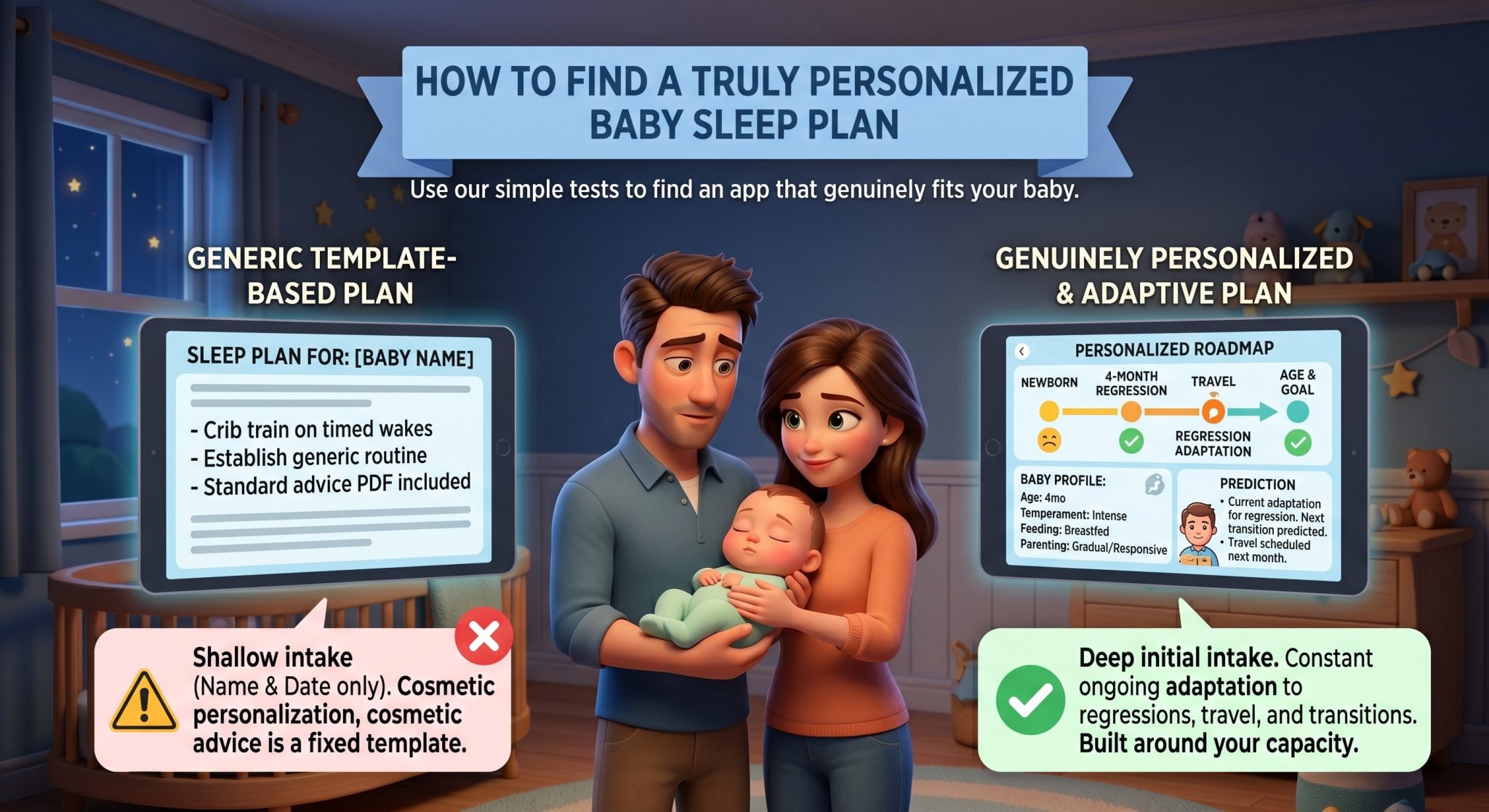 Personalizedbabysleepplanapp | Betteroo A personalized baby sleep plan app showing a plan built around one baby's specific age, temperament, and needs