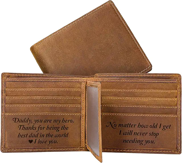 Personalized engraved leather wallet