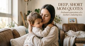 A mother resting her forehead against her baby's, illustrating deep, short mom quotes about a mother's love.