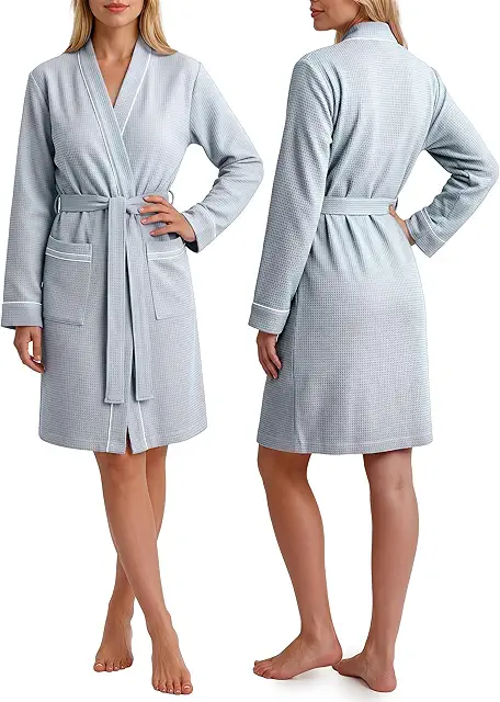 Soft waffle-knit lounge robe