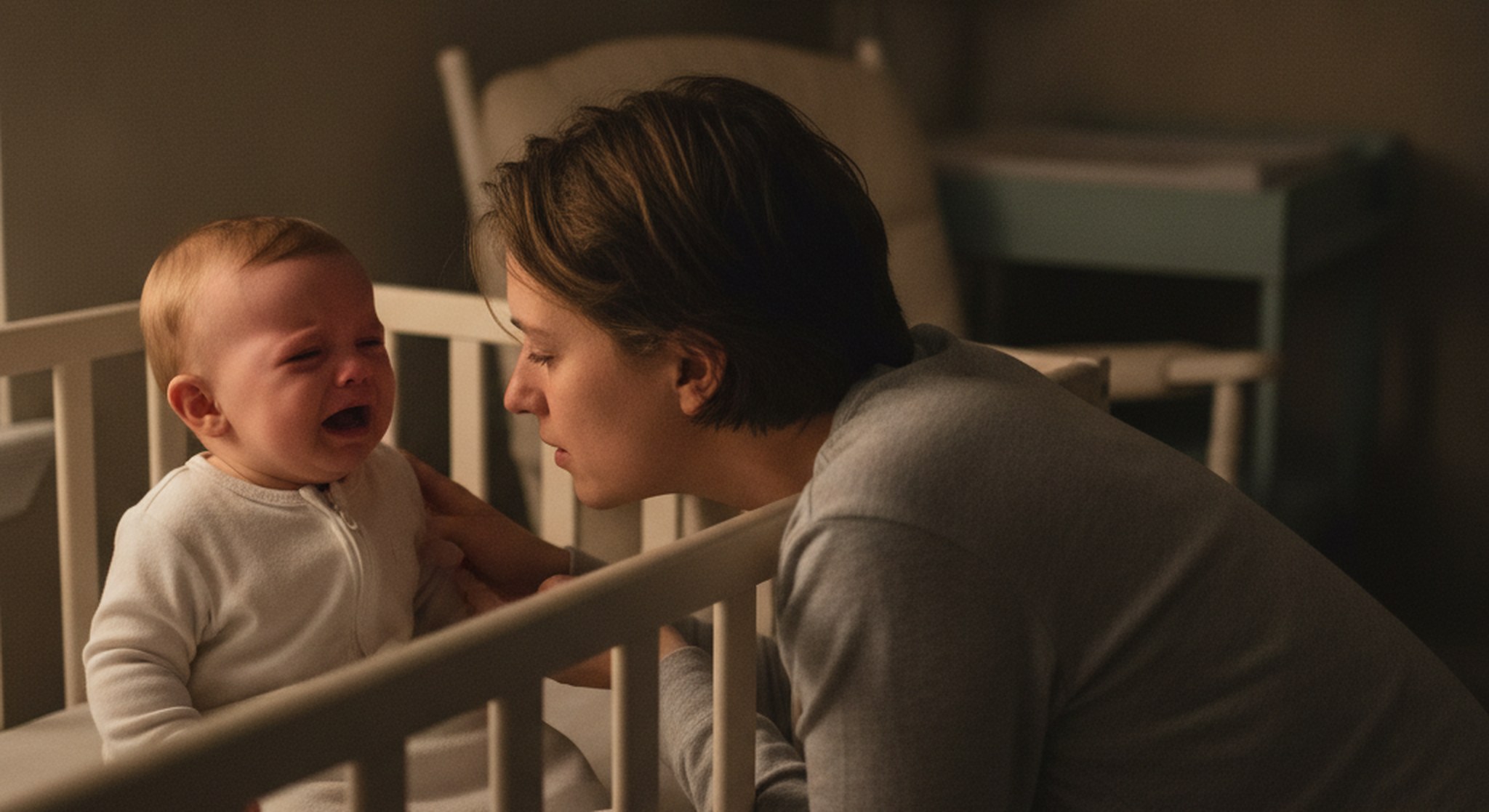 11 month sleep regression, tired parent soothing an awake baby at night