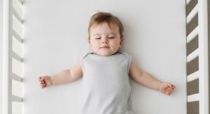 13 month old sleep schedule, baby sleeping safely on their back in a bare crib