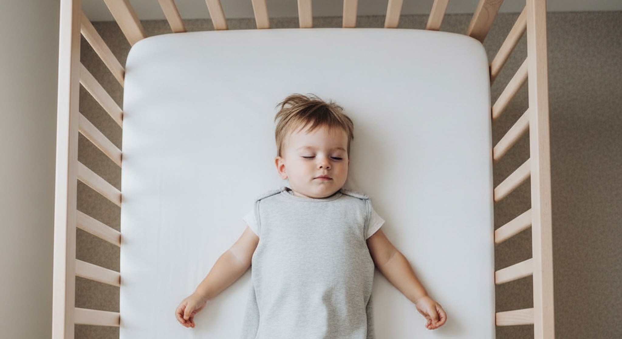 14 month old sleep schedule, baby sleeping safely on their back in a bare crib