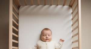Overhead View of a Baby Sleeping on Their Back in a Bare Crib | Betteroo Overhead view of a baby sleeping on their back in a bare crib
