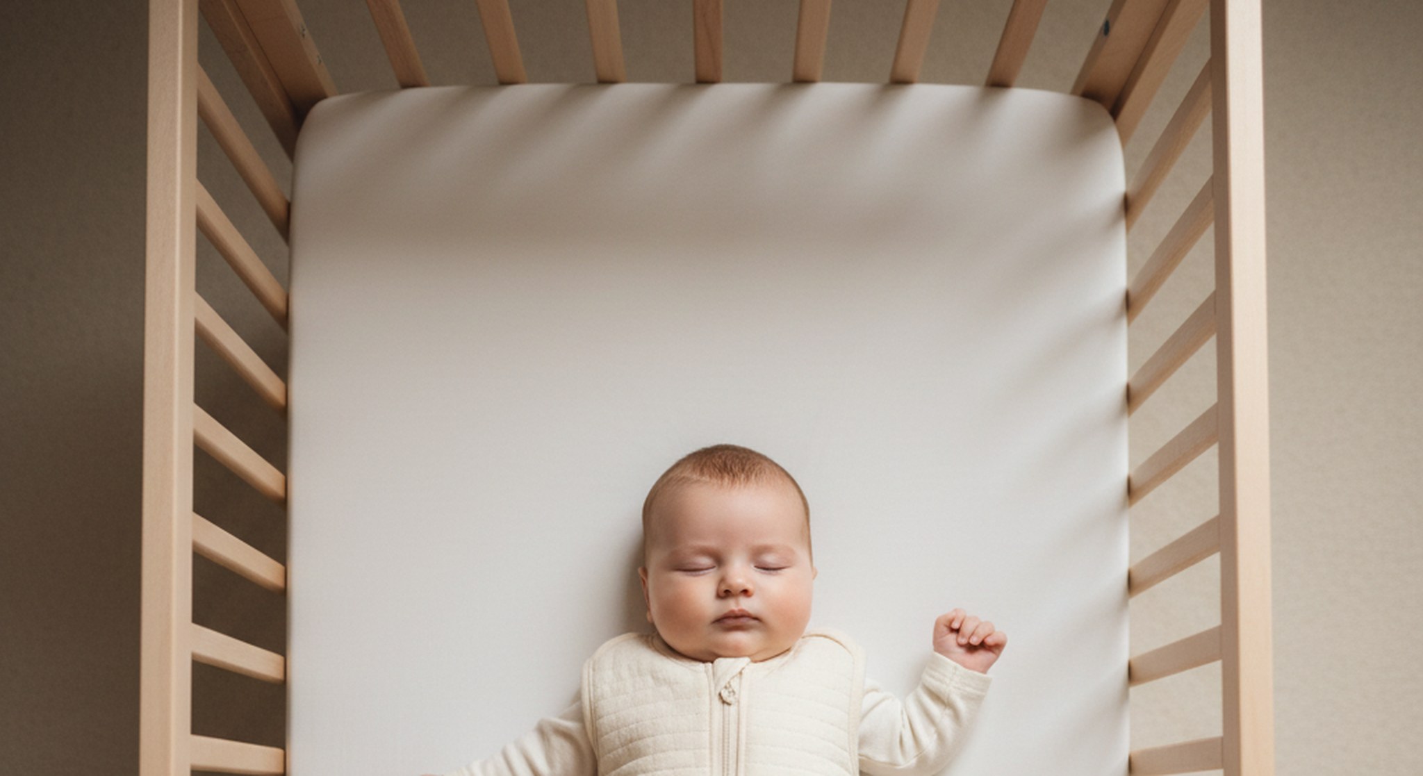 Overhead View of a Baby Sleeping on Their Back in a Bare Crib | Betteroo Overhead view of a baby sleeping on their back in a bare crib