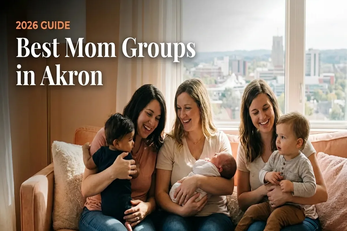 Moms and babies gathered at a mom group in Akron, OH