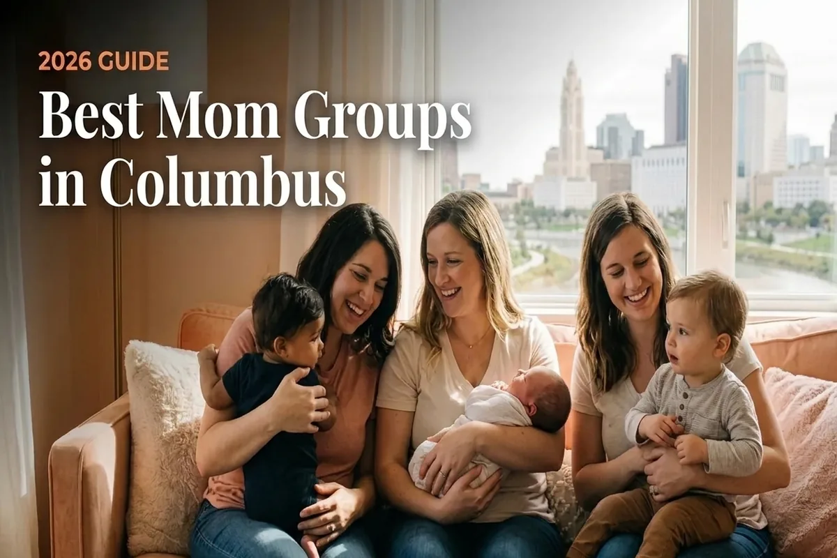 Moms and babies gathered at a mom group in Columbus, OH