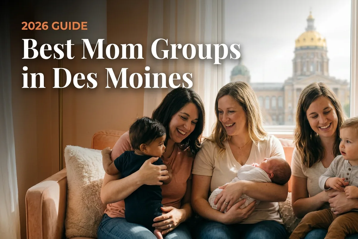 Moms and babies gathered at a mom group in Des Moines, IA