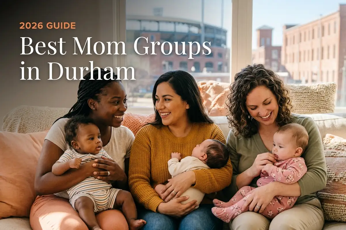 Best mom groups in Durham 2026 guide, three moms with babies
