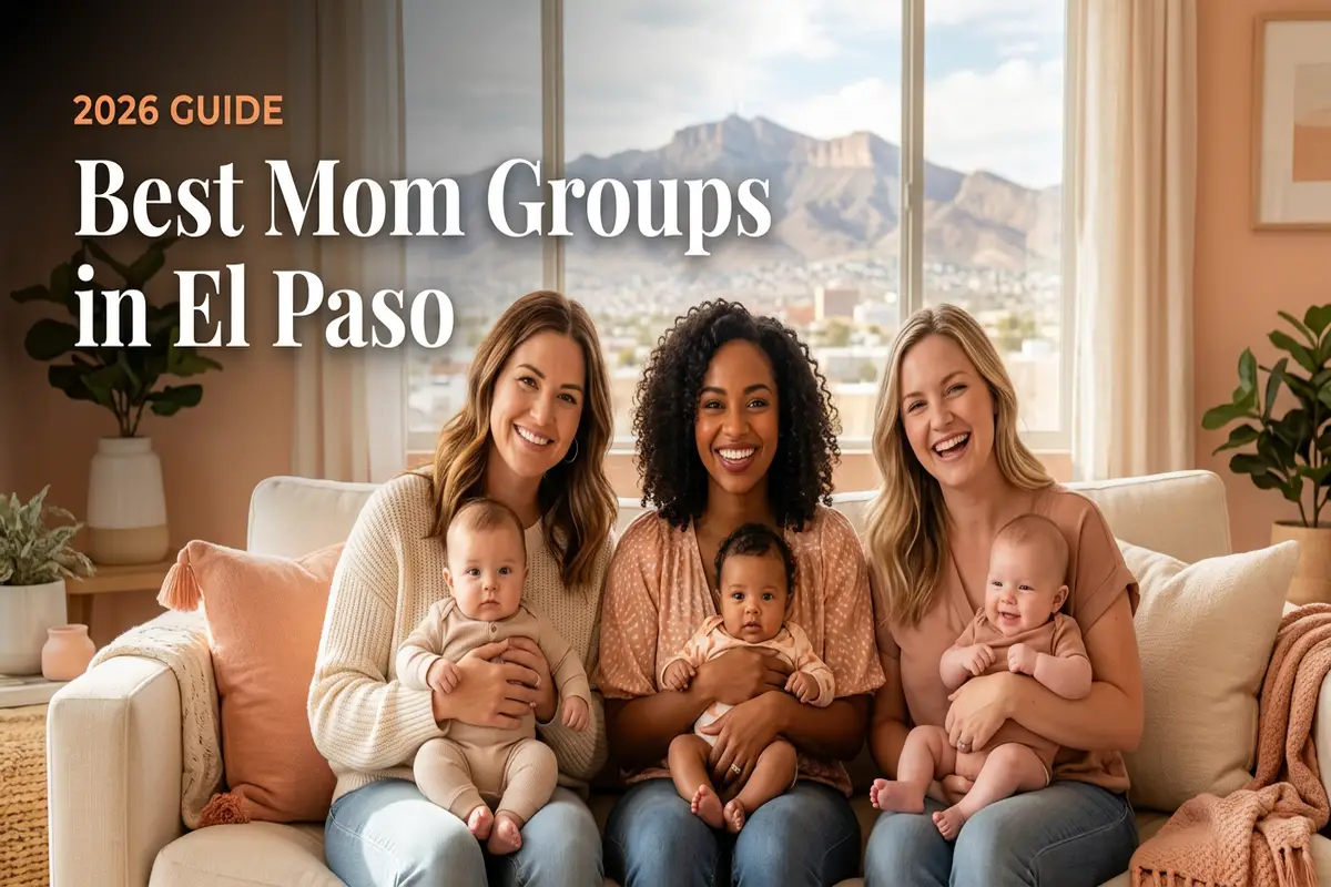 Group of new moms with their babies at a mom groups meetup in El Paso, TX