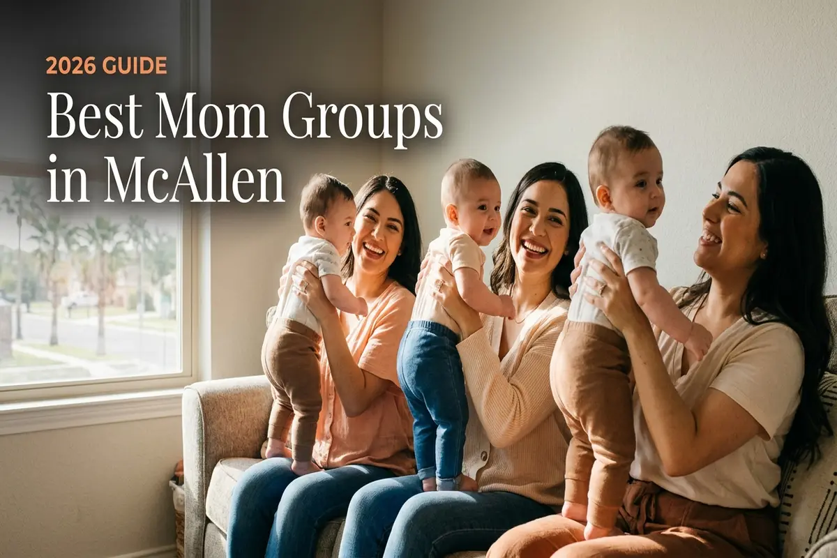 Group of new moms with their babies at a mom groups meetup in McAllen, TX
