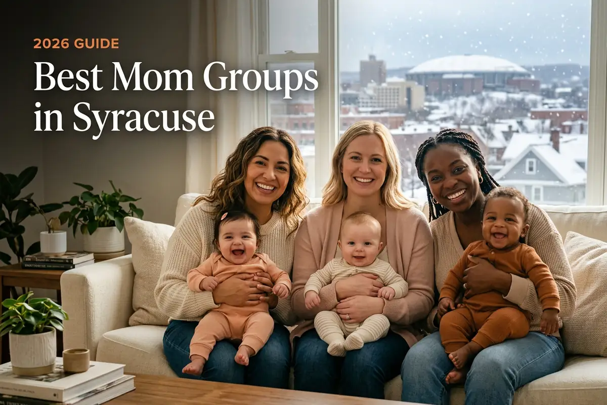 Best mom groups in Syracuse 2026 guide, three moms with babies