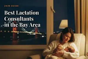 Mother feeding her baby at home in the evening, illustrating a guide to the best lactation consultants in the Bay Area