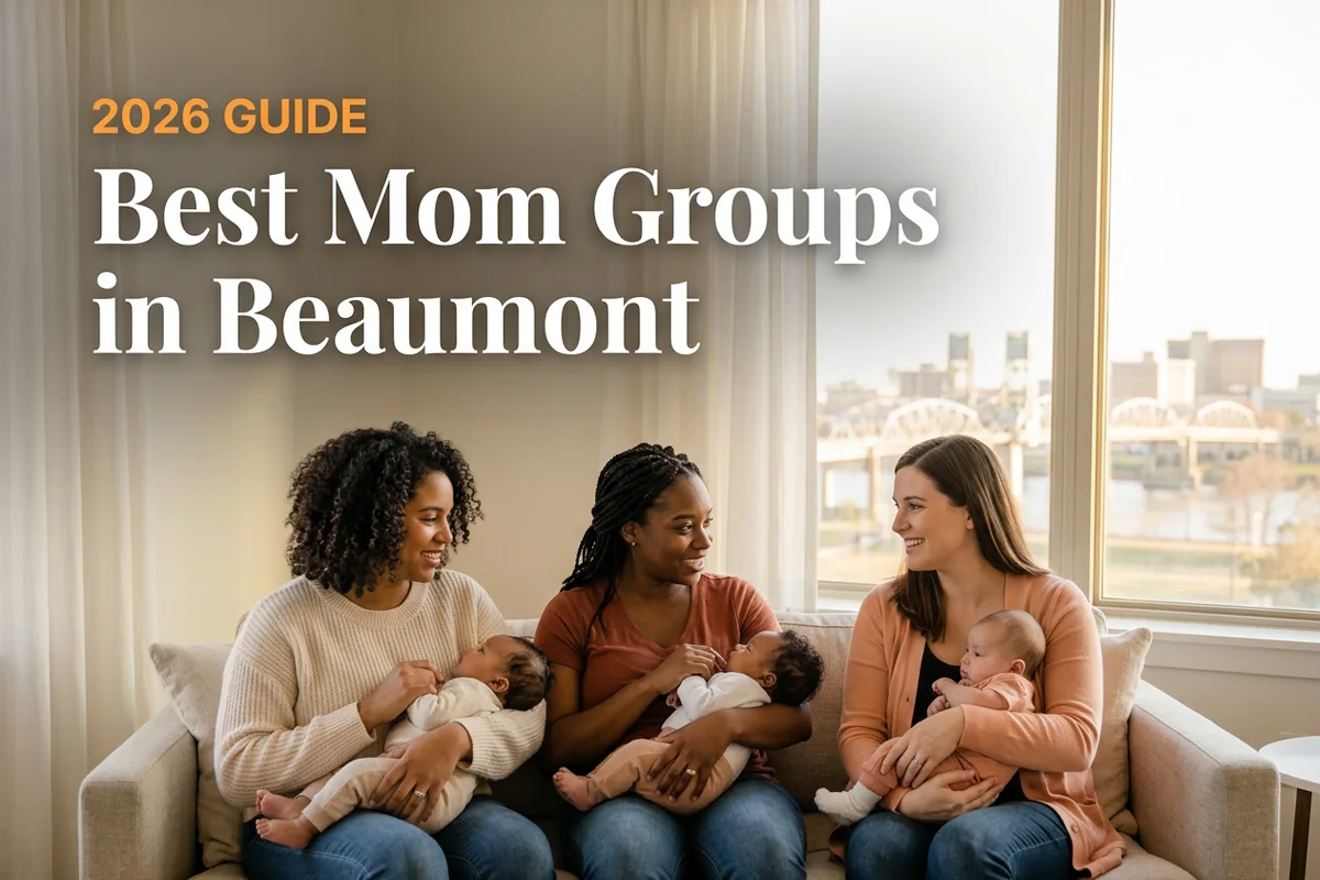 Three moms with babies at a mom group meetup in Beaumont, TX, from a guide to the best mom groups in Beaumont