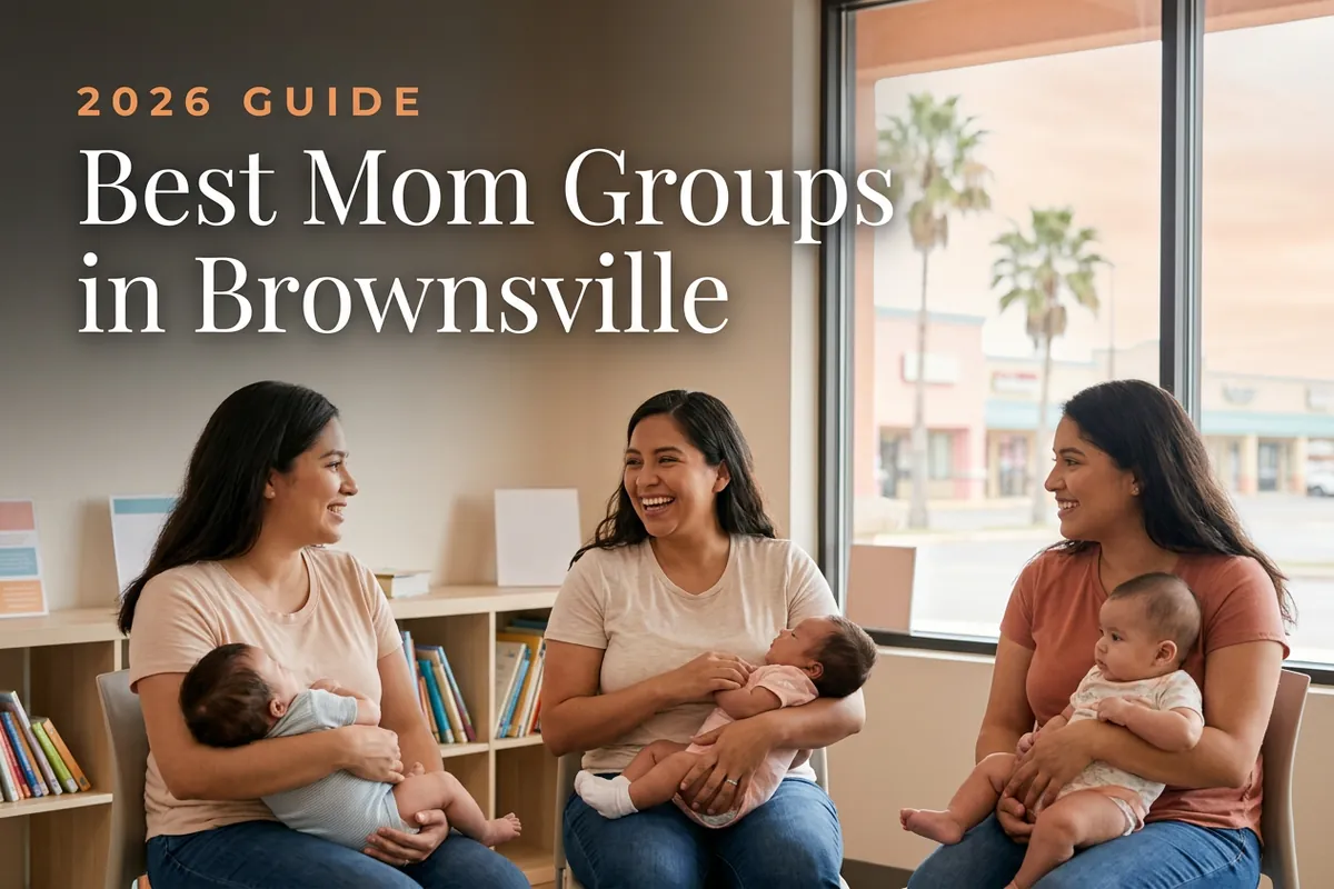 Best mom groups in Brownsville, TX: three moms holding their babies at a Brownsville new-parent meetup