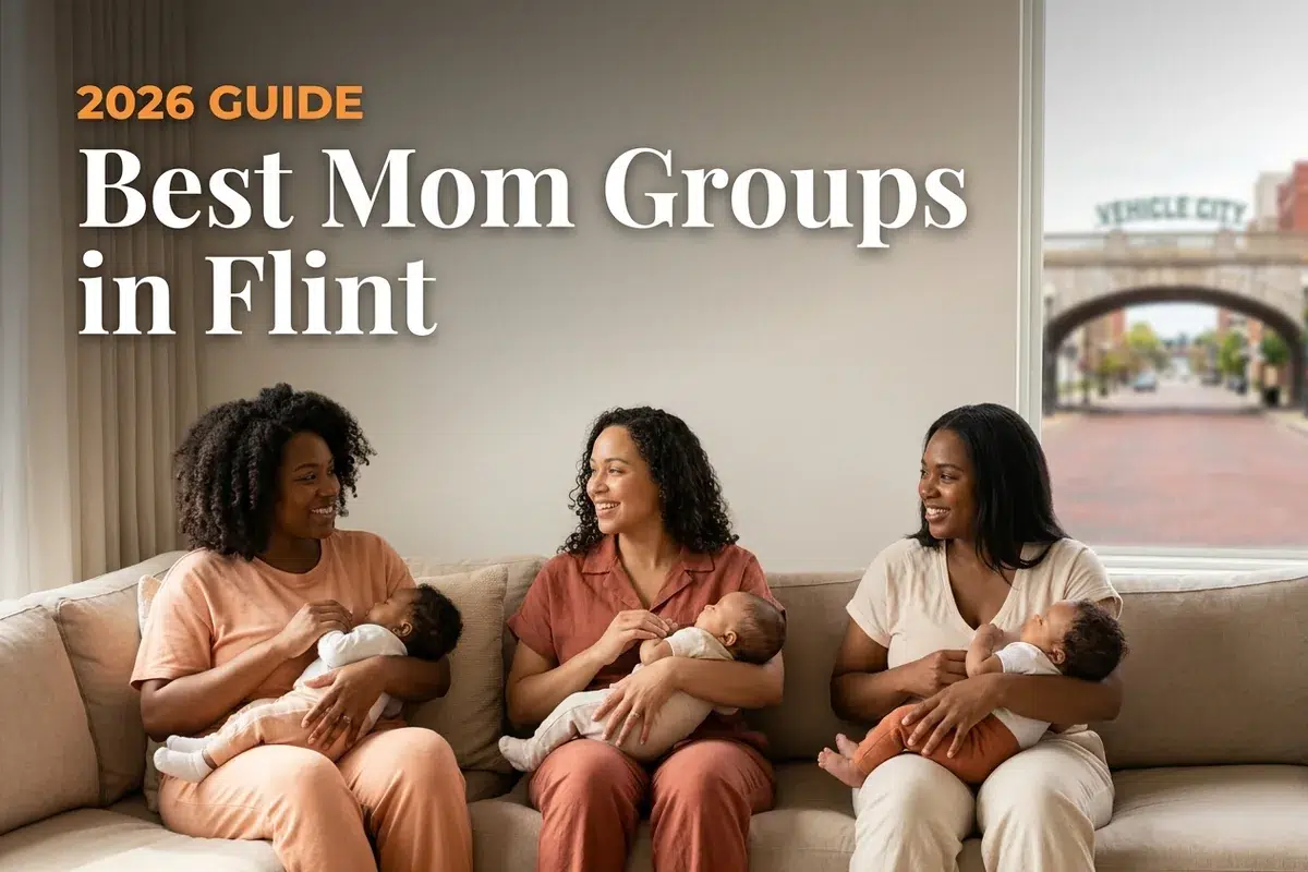 Bestmomgroupsflint2026 | Betteroo Three moms with babies at a mom group meetup in Flint, MI, from a guide to the best mom groups in Flint