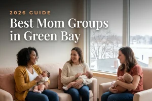 Best Mom Groups in Green Bay | Betteroo Best mom groups in Green Bay, WI: three moms holding their babies at a Green Bay new-parent meetup