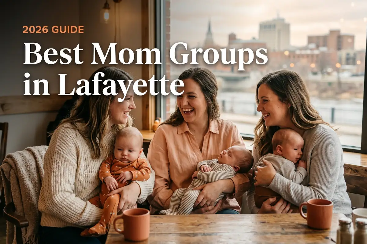 Best mom groups in Lafayette, LA with three moms holding babies