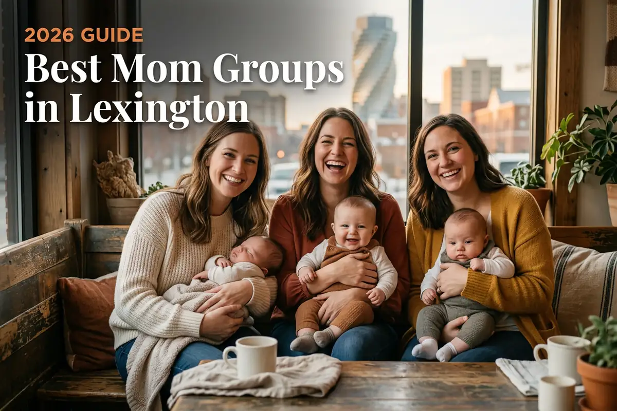 Bestmomgroupslexington2026 | Betteroo Best mom groups in Lexington, KY with three moms holding babies