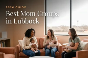 Best Mom Groups in Lubbock | Betteroo Best mom groups in Lubbock, TX: three moms holding their babies at a Lubbock new-parent meetup