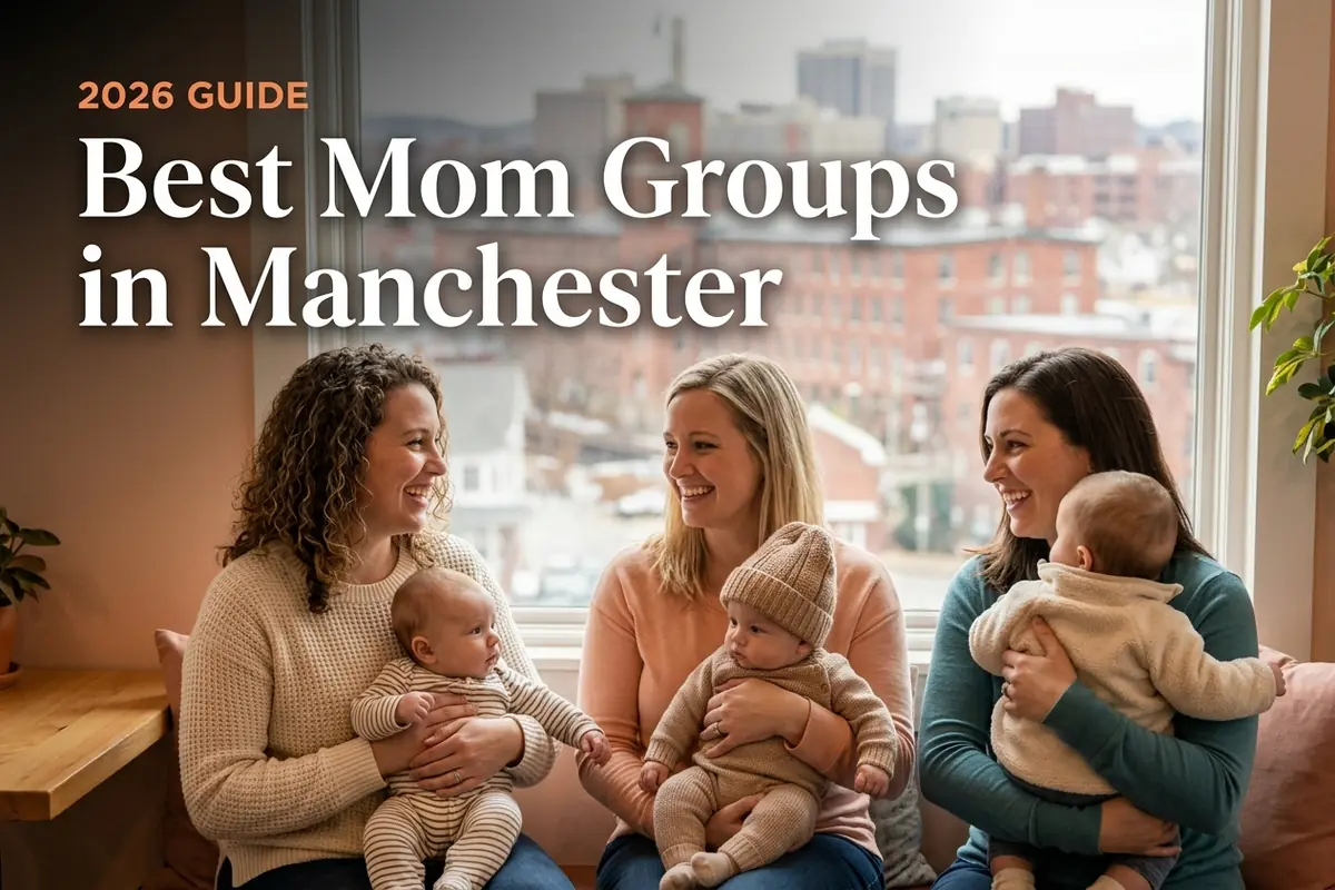 Best mom groups in Manchester, NH with three moms holding babies