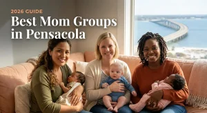 Best mom groups in Pensacola 2026 guide, three moms with babies