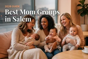 Best mom groups in Salem, OR with three moms holding babies