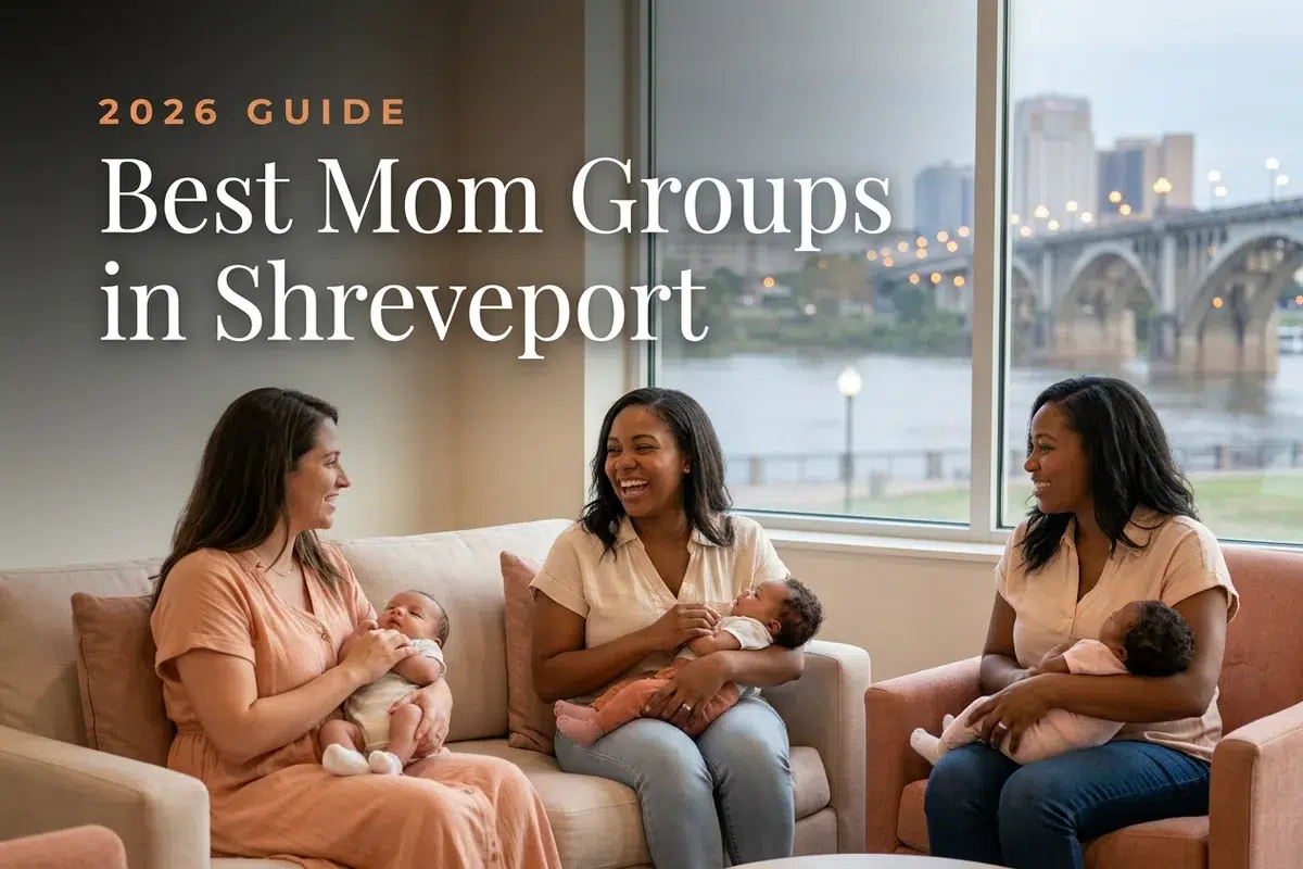 Best mom groups in Shreveport, LA: three moms holding their babies at a Shreveport new-parent meetup
