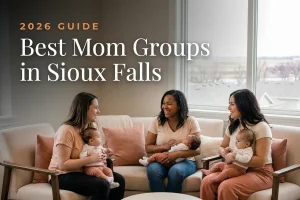 Best Mom Groups in Sioux Falls | Betteroo Best mom groups in Sioux Falls, SD: three moms holding their babies at a Sioux Falls new-parent meetup