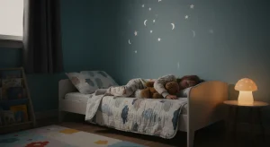 Three year old sleeping soundly in a big-kid bed, illustrating how much sleep a 3 year old needs