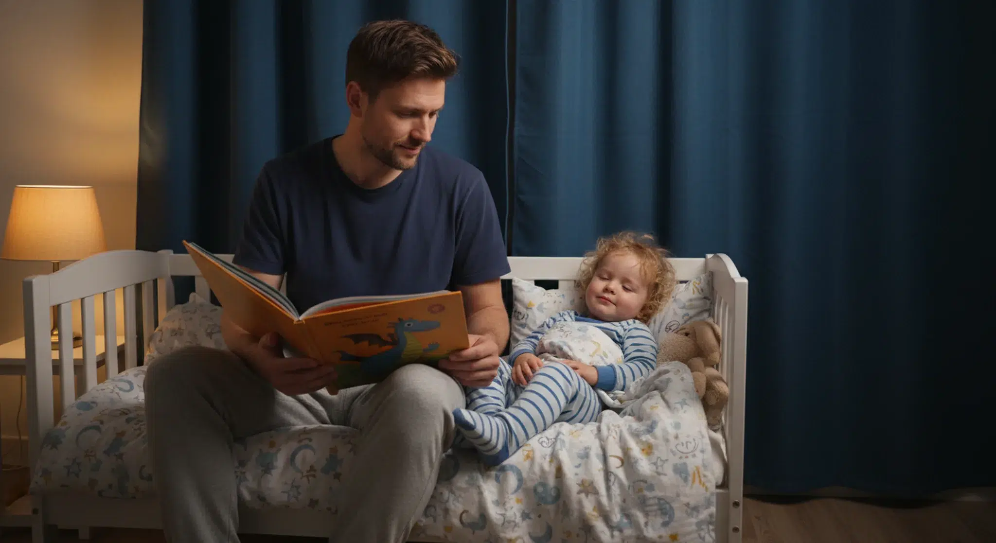Parent reading a bedtime story to a sleepy toddler, illustrating alternatives to melatonin for toddlers