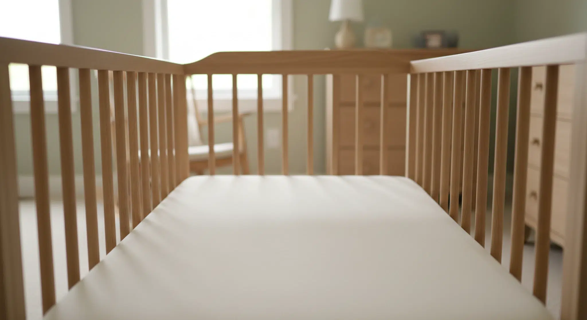 when to Lower the Crib Mattress a Stagebystage Guide | Betteroo Empty crib with a bare fitted sheet and visible slatted side rails in a calm nursery