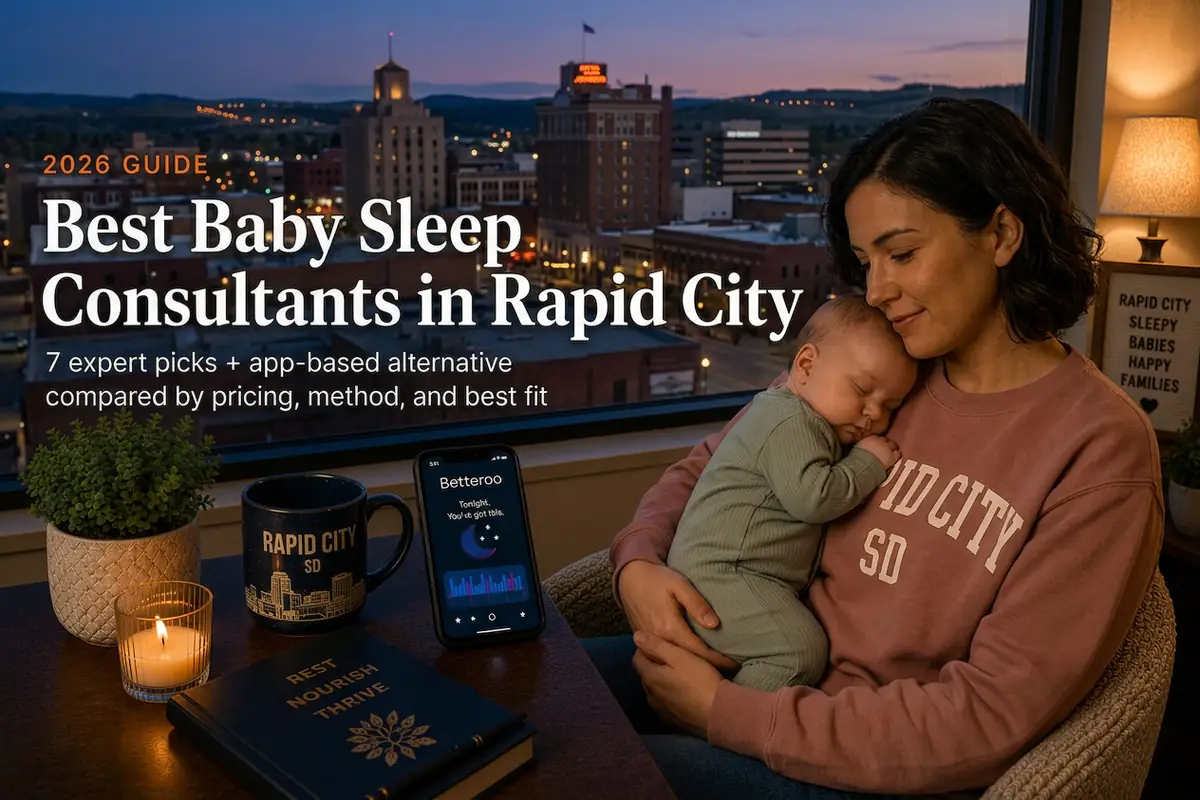 Mother cradling a sleeping baby above the Black Hills, a guide to baby sleep consultants in Rapid City