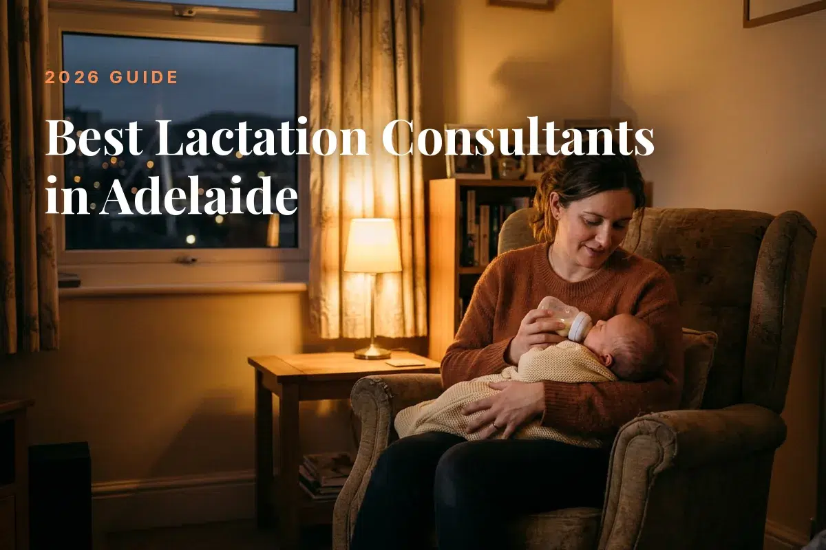 Best lactation consultants in Adelaide: mother feeding her baby at home in the evening