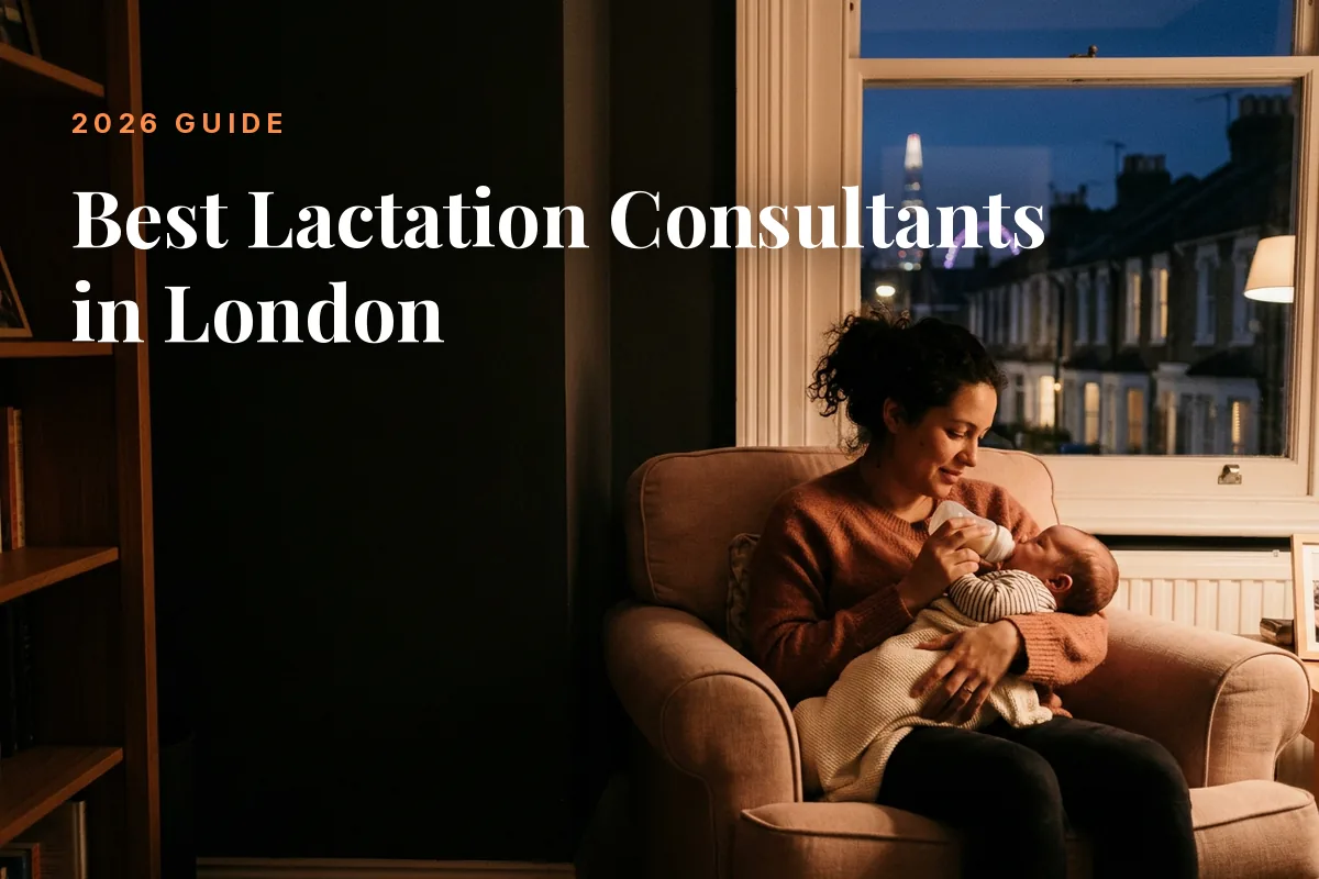 Best lactation consultants in London: mother feeding her baby at home in the evening