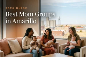 Best mom groups in Amarillo, TX: three moms holding their babies at a Amarillo new-parent meetup