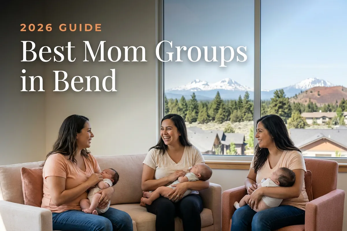 Best mom groups in Bend, OR: three moms holding their babies at a Bend new-parent meetup