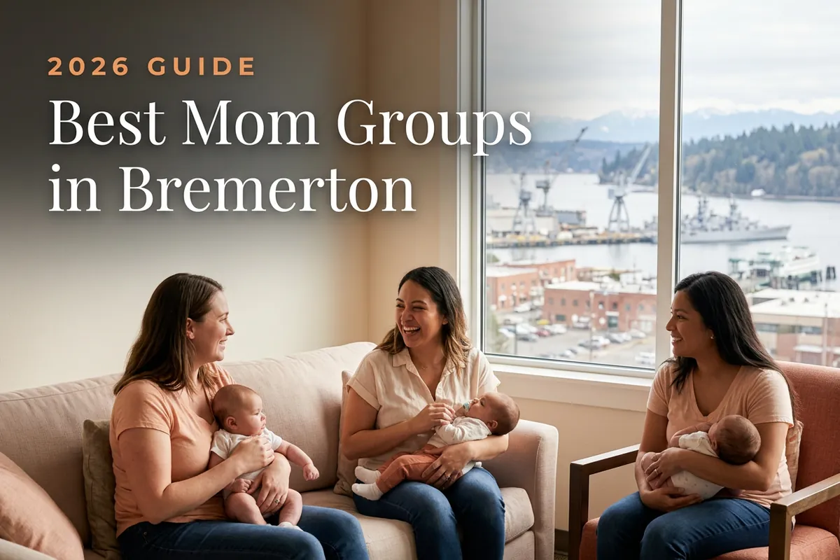 Best mom groups in Bremerton, WA: three moms holding their babies at a Bremerton new-parent meetup