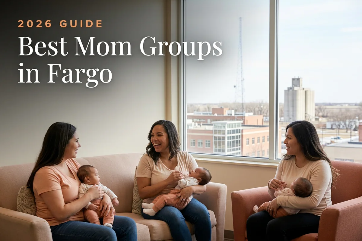 Best mom groups in Fargo, ND: three moms holding their babies at a Fargo new-parent meetup