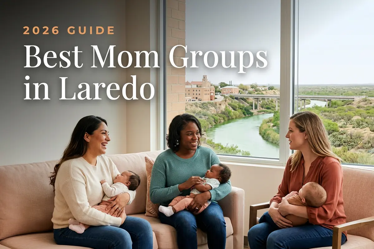 Best mom groups in Laredo, TX: three moms holding their babies at a Laredo new-parent meetup