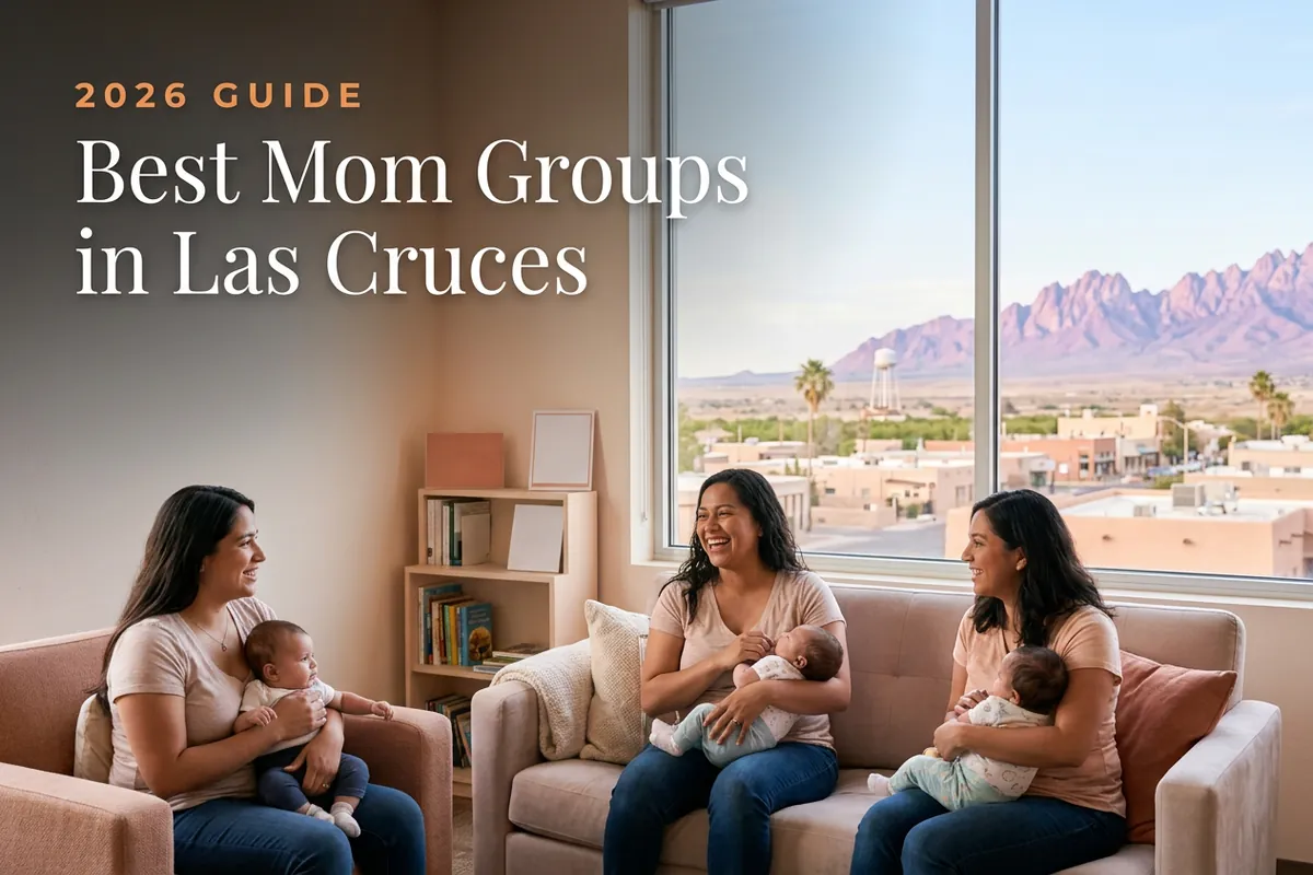 Best mom groups in Las Cruces, NM: three moms holding their babies at a Las Cruces new-parent meetup