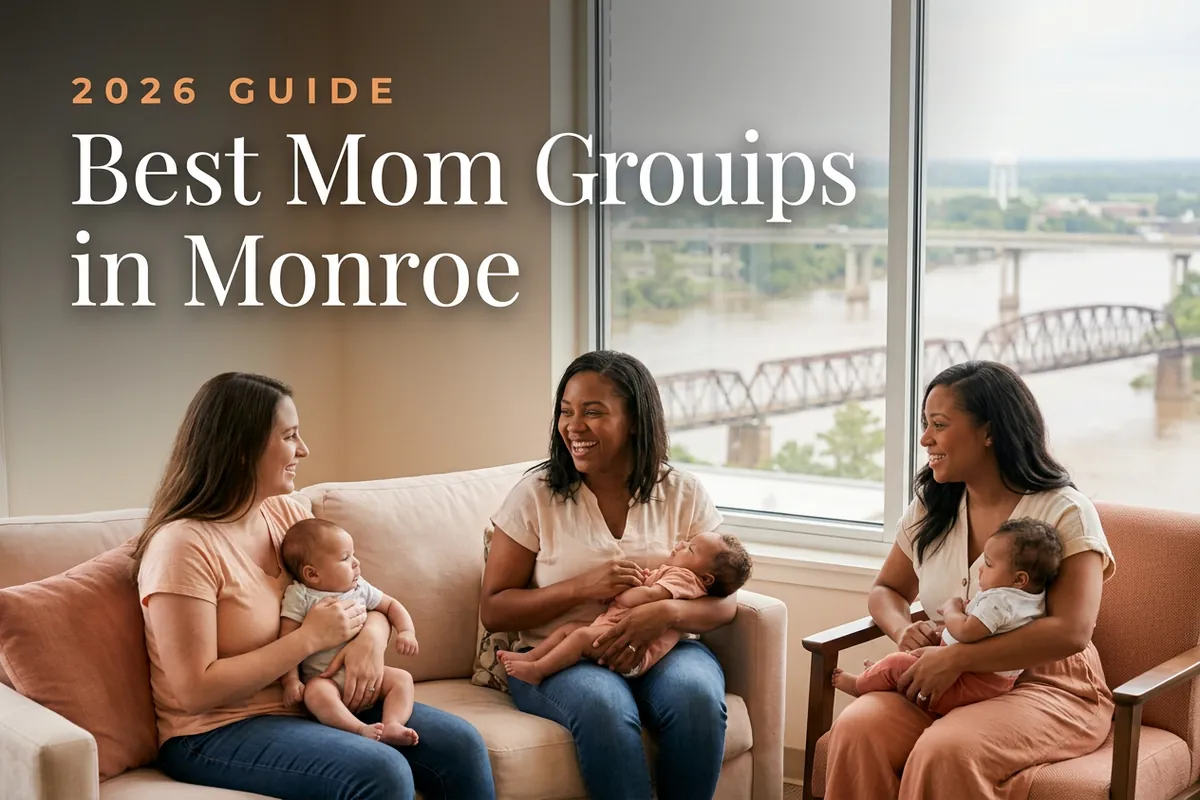 Best mom groups in Monroe, LA: three moms holding their babies at a Monroe new-parent meetup