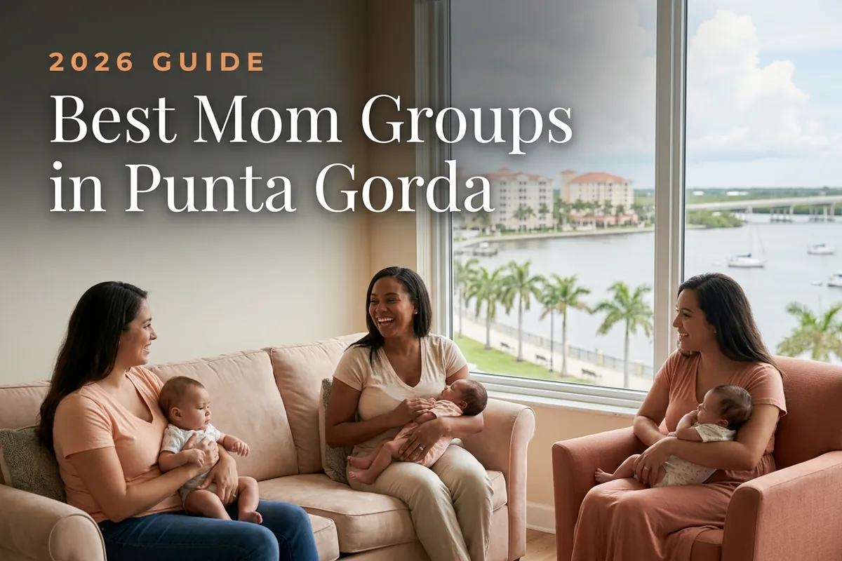 Best mom groups in Punta Gorda, FL: three moms holding their babies at a Punta Gorda new-parent meetup