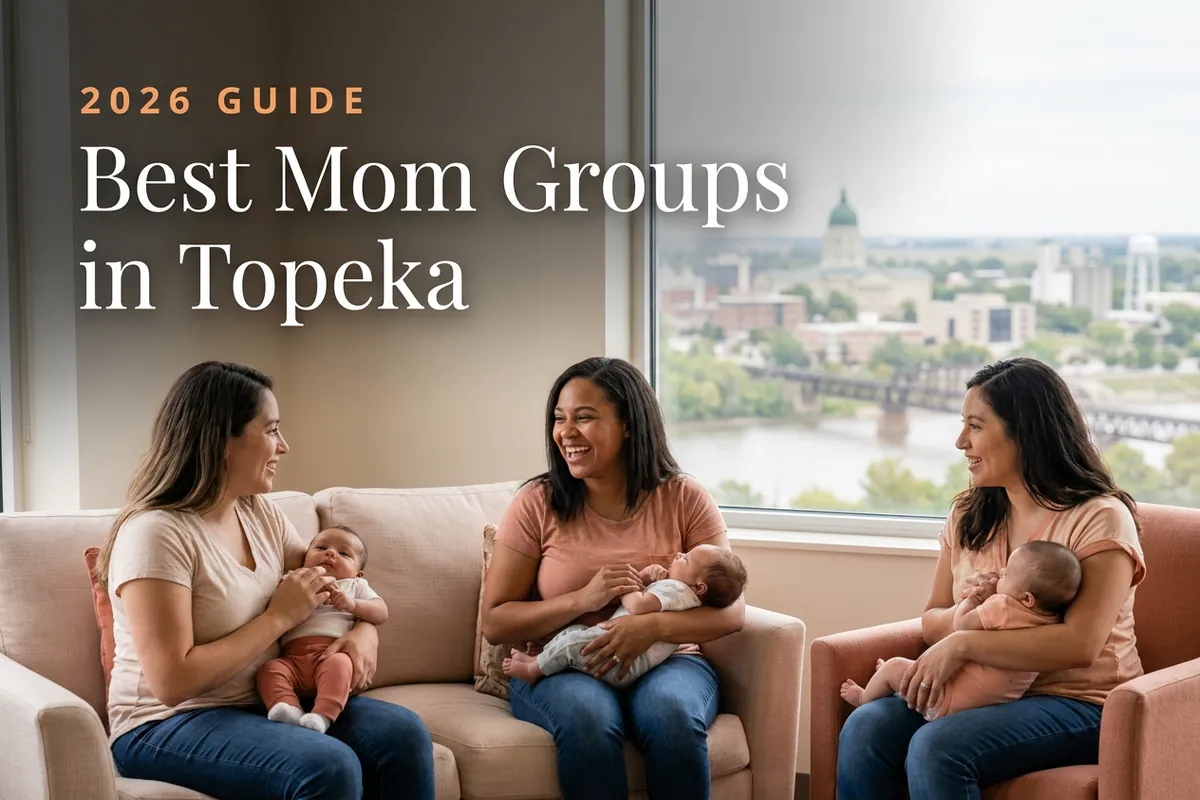 Best mom groups in Topeka, KS: three moms holding their babies at a Topeka new-parent meetup